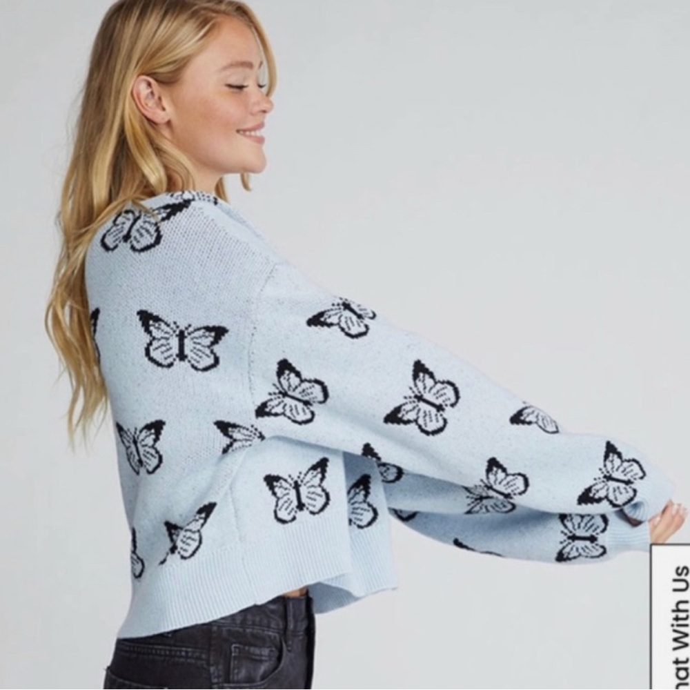 pacsun blue butterfly crewneck